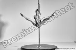 Nude Gymnastic poses Woman White Athletic long brown Dancing Dynamic poses Pinup